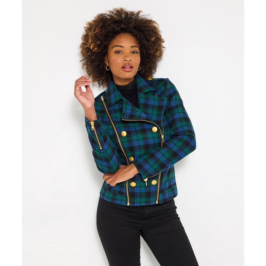 Joe Browns Giacca Biker a Quadri Stile Vintage  