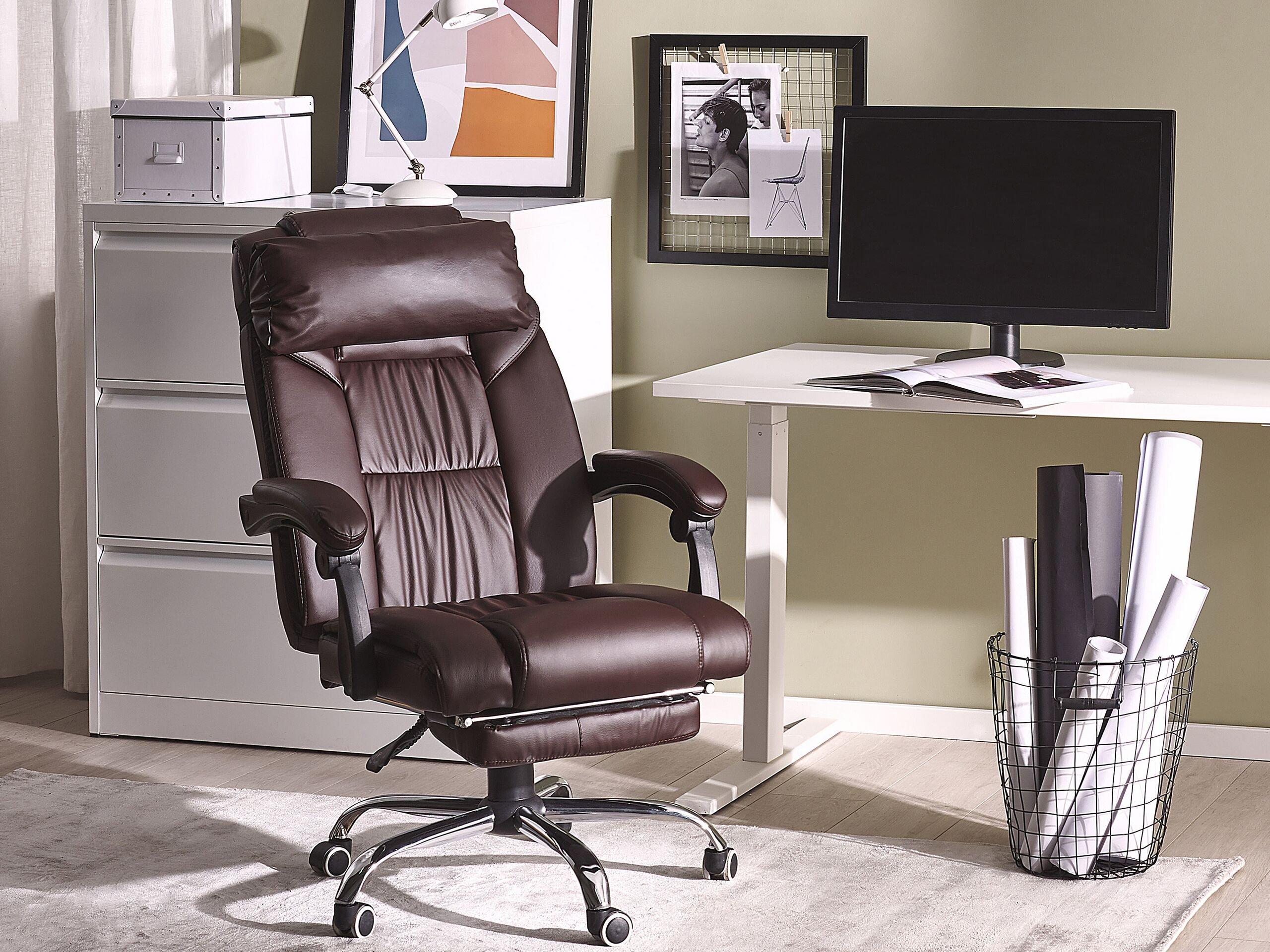 Beliani Fauteuil de bureau en Cuir PU Industriel LUXURY  