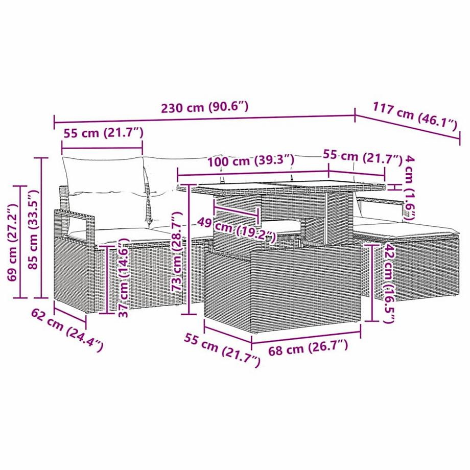 VidaXL Canapé de jardin modulaire poly rattan  