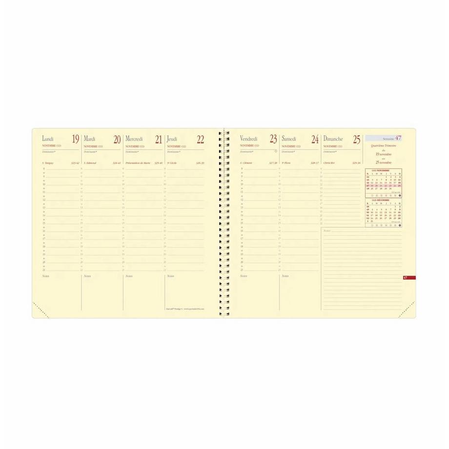 QUO-VADIS Quo Vadis - Agenda - Spiralé - 2025 - Exécutif Prestige S - Semainier Planning - Français - Soho - Beige - 13 mois de décembre à décembre - 16x16 cm  