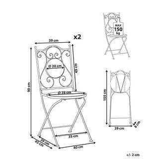 Beliani Gartenstuhl 2er Set aus Eisen Retro CIGLIANO  