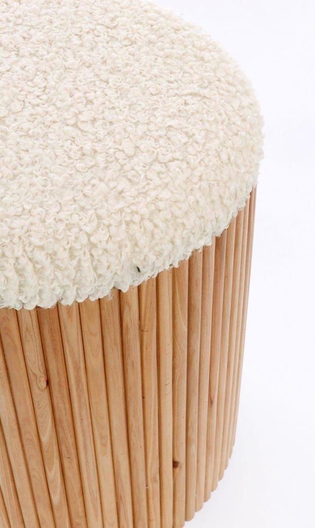 mutoni Pouf avec récipient Neda blanc naturel (lot de 2)  