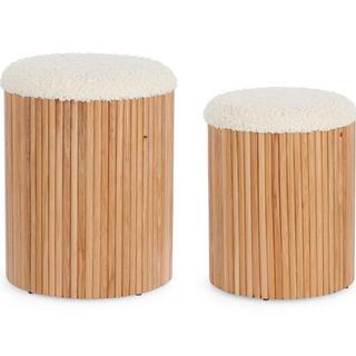 mutoni Pouf avec récipient Neda blanc naturel (lot de 2)  