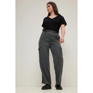 Studio Untold Pantalon Cargo Jambe Large Droite avec Poches Cargo et Taille Élastique  