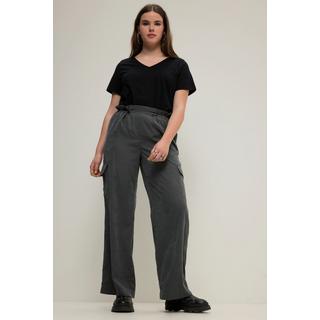 Studio Untold Pantalon Cargo Jambe Large Droite avec Poches Cargo et Taille Élastique  