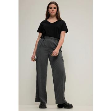 Cargohose, Straight Wide Legs, Cargotaschen, Elastikbund