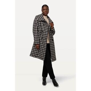 Ulla Popken  Manteau en laine mélangée à col pelle à tarte, motif pied-de-poule 