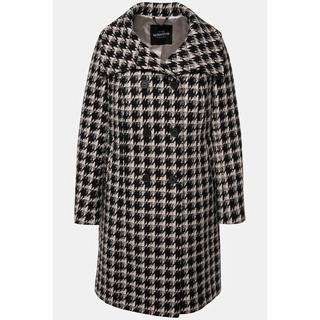 Ulla Popken  Manteau en laine mélangée à col pelle à tarte, motif pied-de-poule 