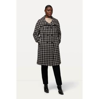 Ulla Popken  Manteau en laine mélangée à col pelle à tarte, motif pied-de-poule 