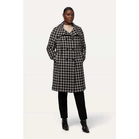 Ulla Popken  Manteau en laine mélangée à col pelle à tarte, motif pied-de-poule 