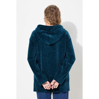 Ulla Popken  Sweat-shirt en maille chenille, capuche avec cordon de serrage, manches longues 