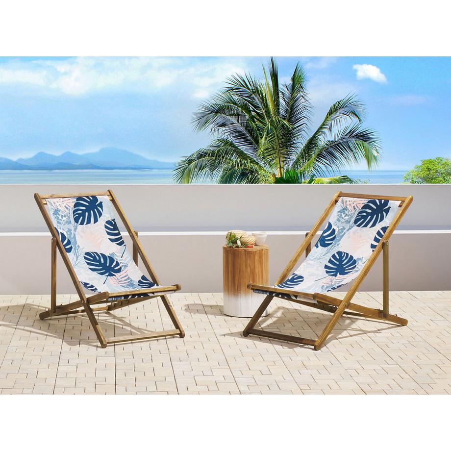 Beliani Lot de 2 chiliennes pliantes en Tissu Moderne ANZIO  