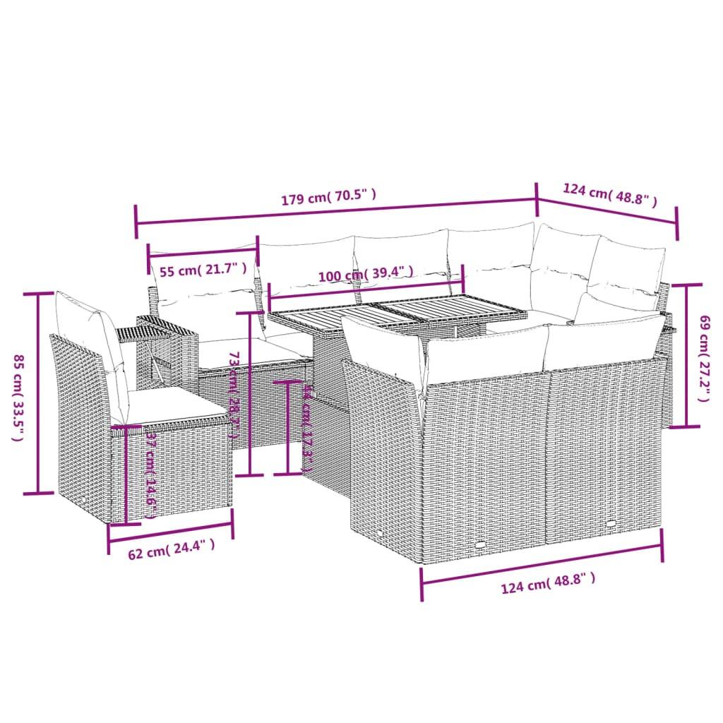 VidaXL Ensemble de canapés de jardin rotin synthétique  