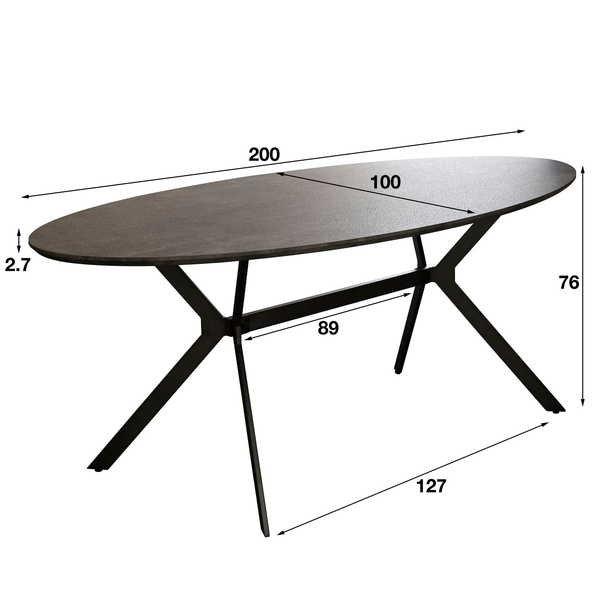 mutoni Table à manger ovale décor béton 3D 200  