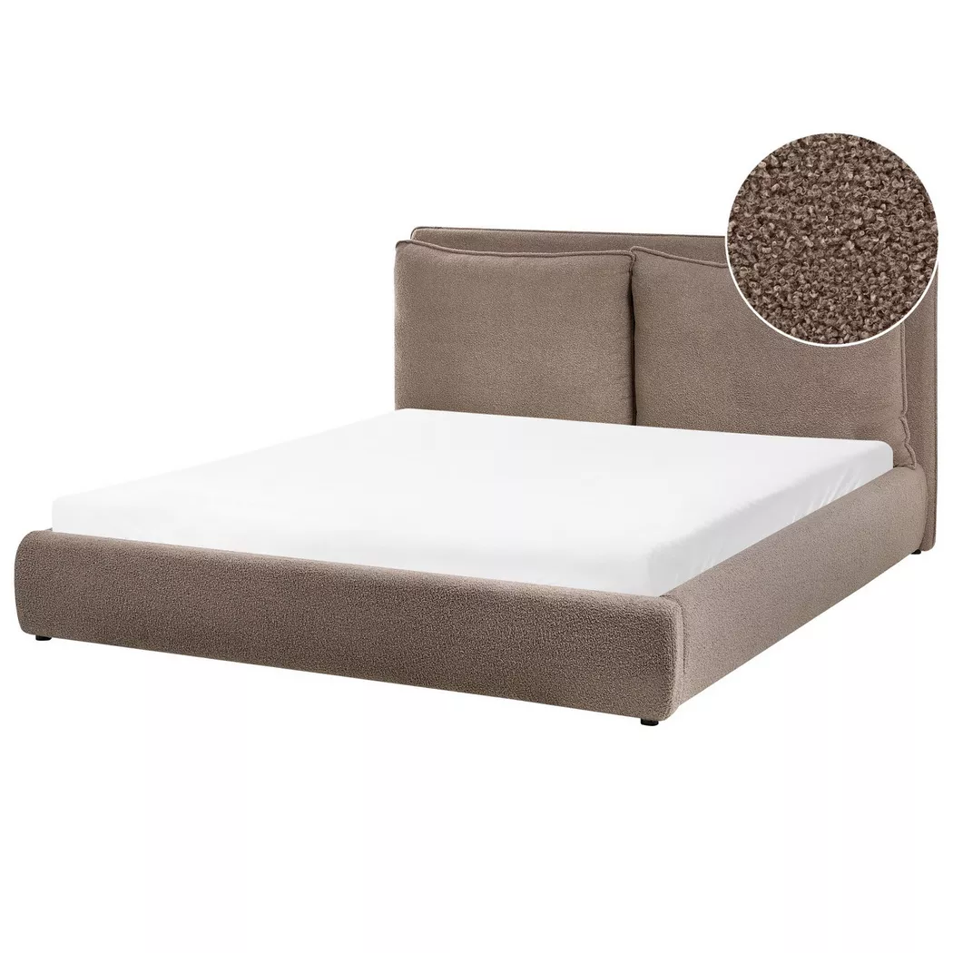 Beliani - Wasserbett aus Bouclé  BAJONNA, Braun Bunt