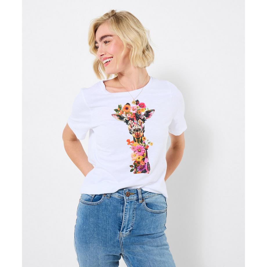 T-Shirt mit Blumen-Giraffenmotiv