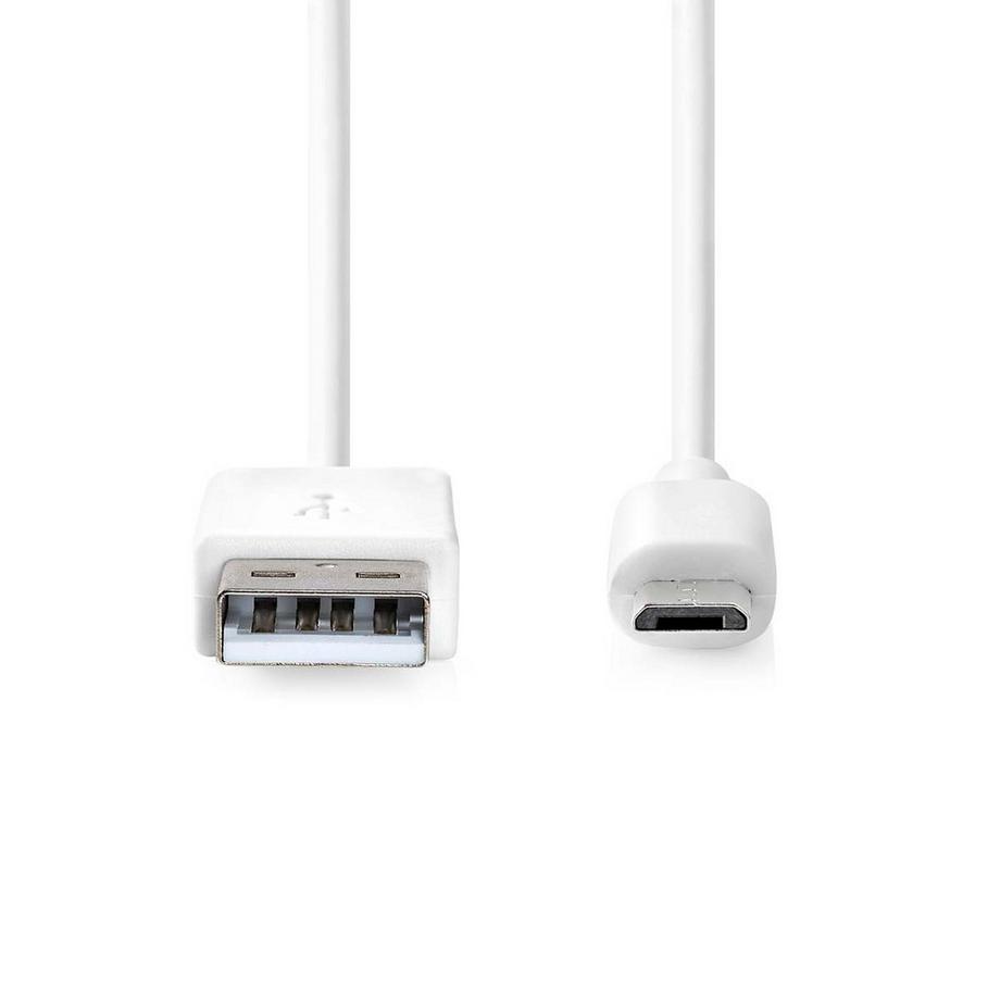 Nedis  Cavo USB | USB 2.0 | USB-A Maschio | USB Micro-B Maschio | 480 Mbps | Nichelato | 2,00 m | Rotondo | PVC | Bianco | Scatola 