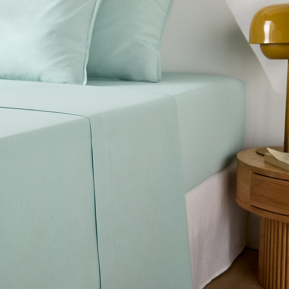 Drap plat uni en coton lavé