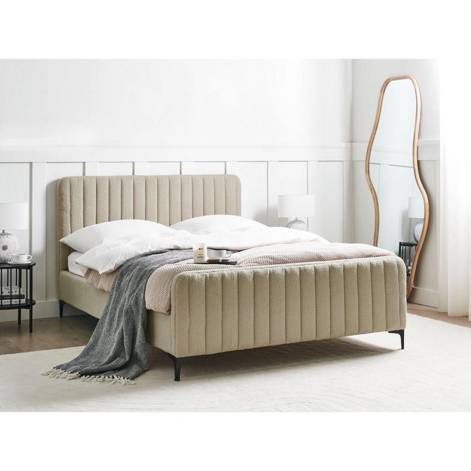 Beliani Letto en Bouclé Minimalista LUNAN  
