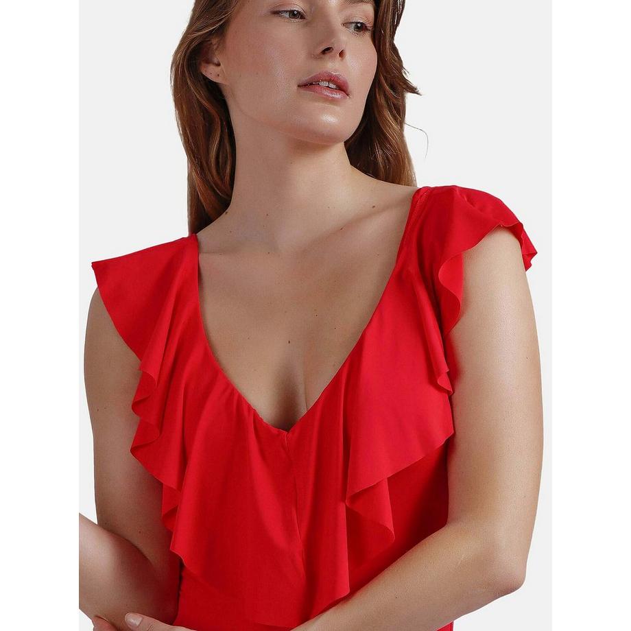 Admas Summer Frill Vorgeformter Einteiler Badeanzug mit Rüschen  