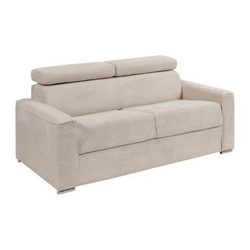 Schlafsofa mit Matratze 3-Sitzer - Liegefläche mit Lattenrost mit breiten Latten 140 cm - Matratze 22 cm - Cord - Beige - VIZIR
