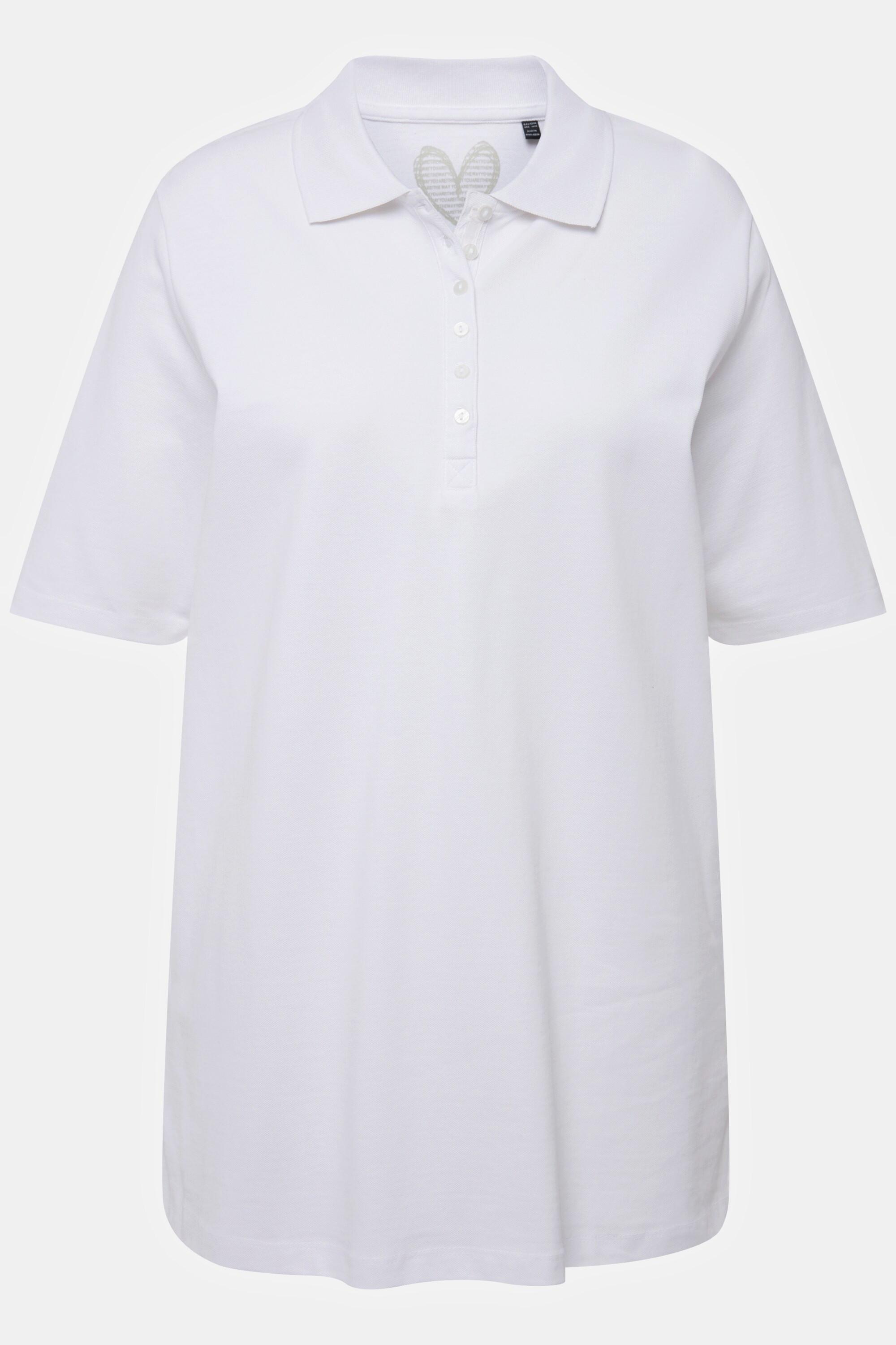 Ulla Popken Polo Piqué Abbottonatura Velluto Mezza Manica  