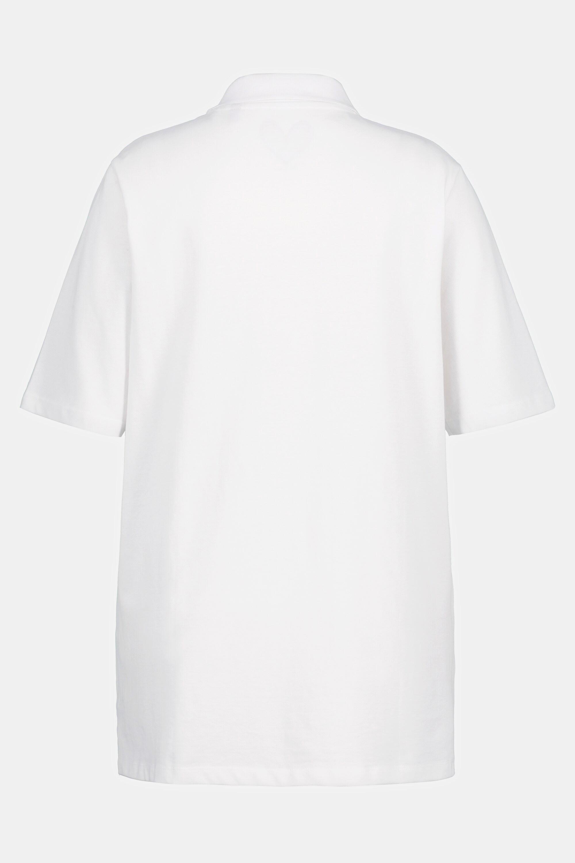 Ulla Popken Polo Piqué Abbottonatura Velluto Mezza Manica  