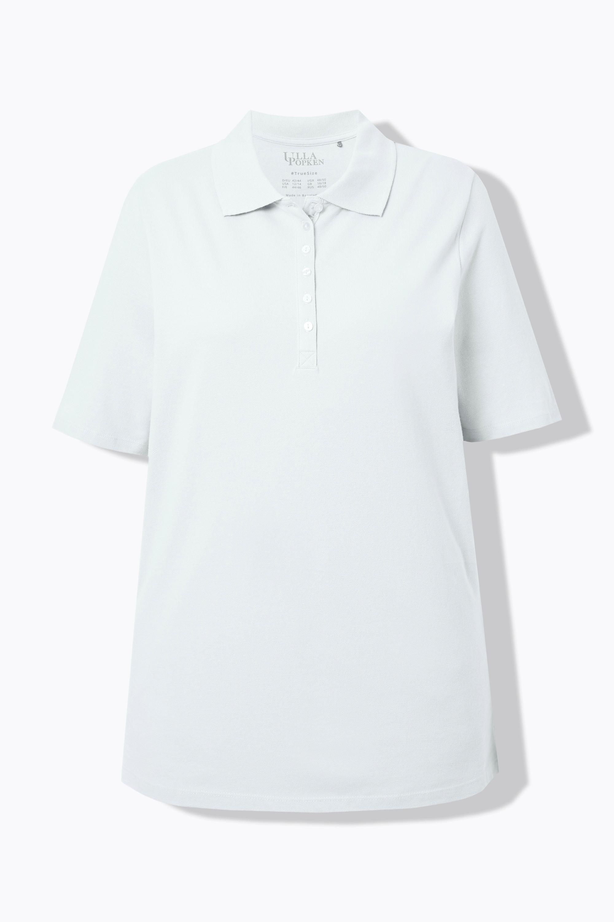 Ulla Popken Polo Piqué Abbottonatura Velluto Mezza Manica  