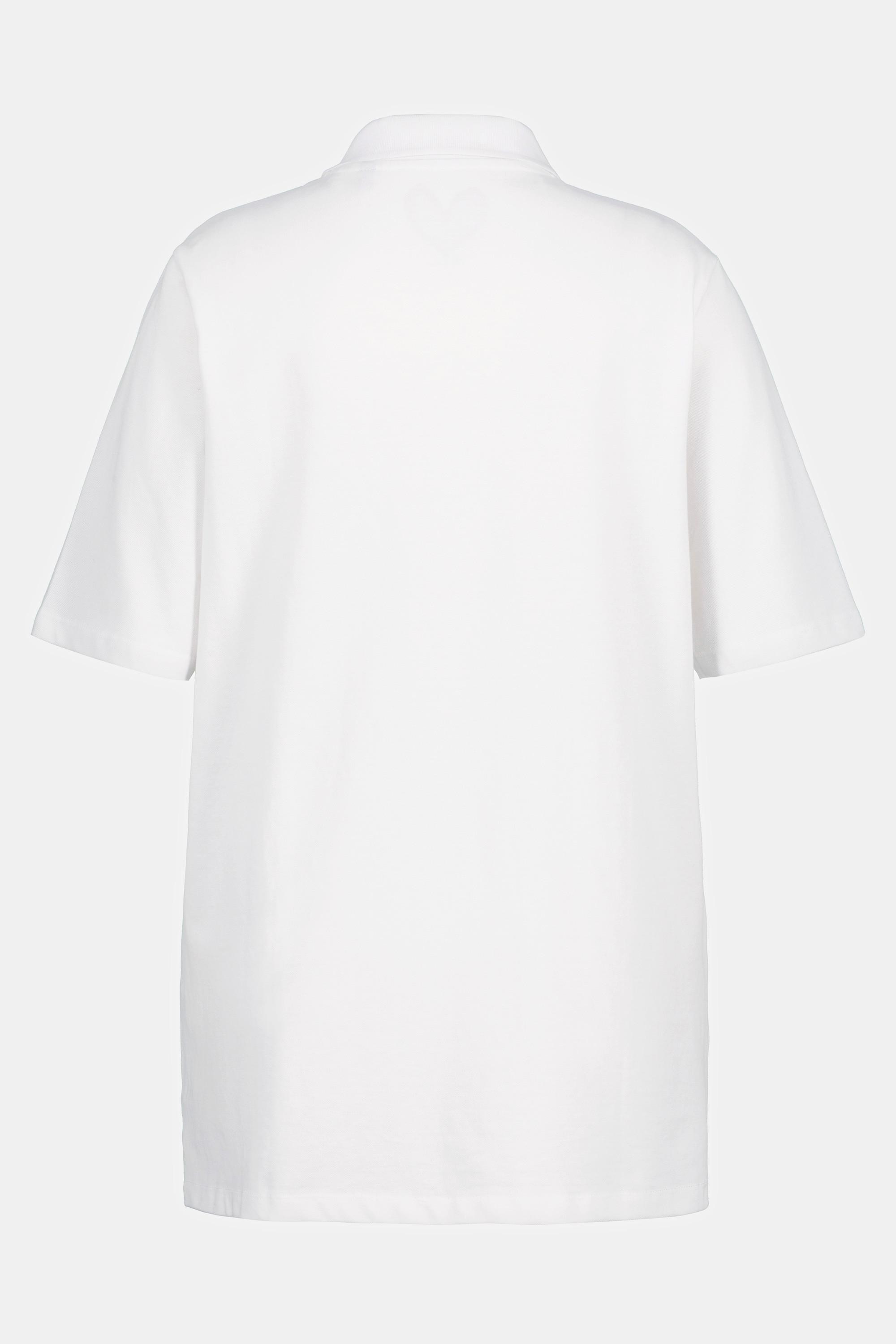 Ulla Popken Polo Piqué Abbottonatura Velluto Mezza Manica  