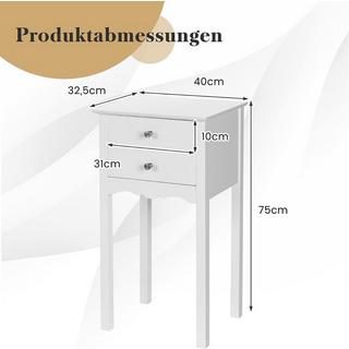 Northix Table de chevet avec 2 tiroirs et protection anti-basculement Table d'appoint moderne 40 x 32 x 75 cm blanche.  