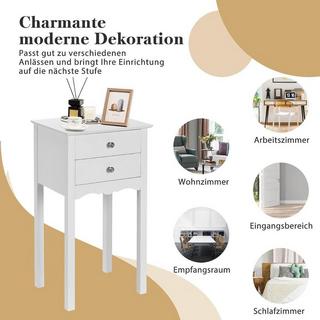 Northix Table de chevet avec 2 tiroirs et protection anti-basculement Table d'appoint moderne 40 x 32 x 75 cm blanche.  