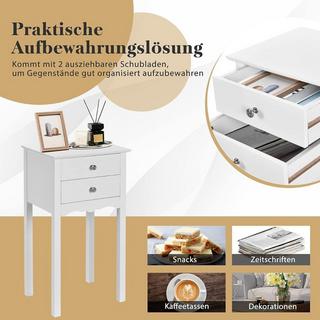 Northix Table de chevet avec 2 tiroirs et protection anti-basculement Table d'appoint moderne 40 x 32 x 75 cm blanche.  