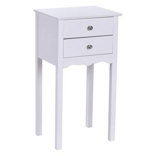 Northix Table de chevet avec 2 tiroirs et protection anti-basculement Table d'appoint moderne 40 x 32 x 75 cm blanche.  