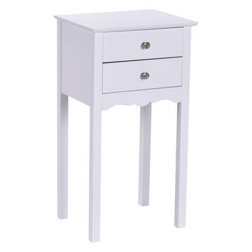 Table de chevet avec 2 tiroirs et protection anti-basculement Table d'appoint moderne 40 x 32 x 75 cm blanche.