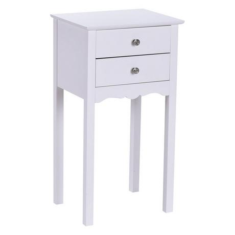 Northix Table de chevet avec 2 tiroirs et protection anti-basculement Table d'appoint moderne 40 x 32 x 75 cm blanche.  