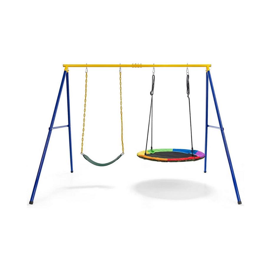 Northix Kinderschaukel Doppelschaukel mit Schaukelgestell bis 300 kg Belastbar (2 Schaukel mit Gestell)  