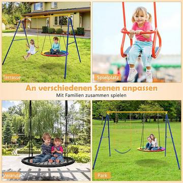 Balançoire double pour enfants avec cadre de balançoire pouvant supporter jusqu'à 300 kg (2 balançoires avec cadre)