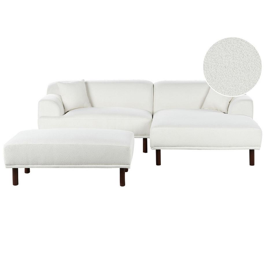 Beliani Linksseitiges Ecksofa mit Ottomane aus Bouclé Modern HOLT  