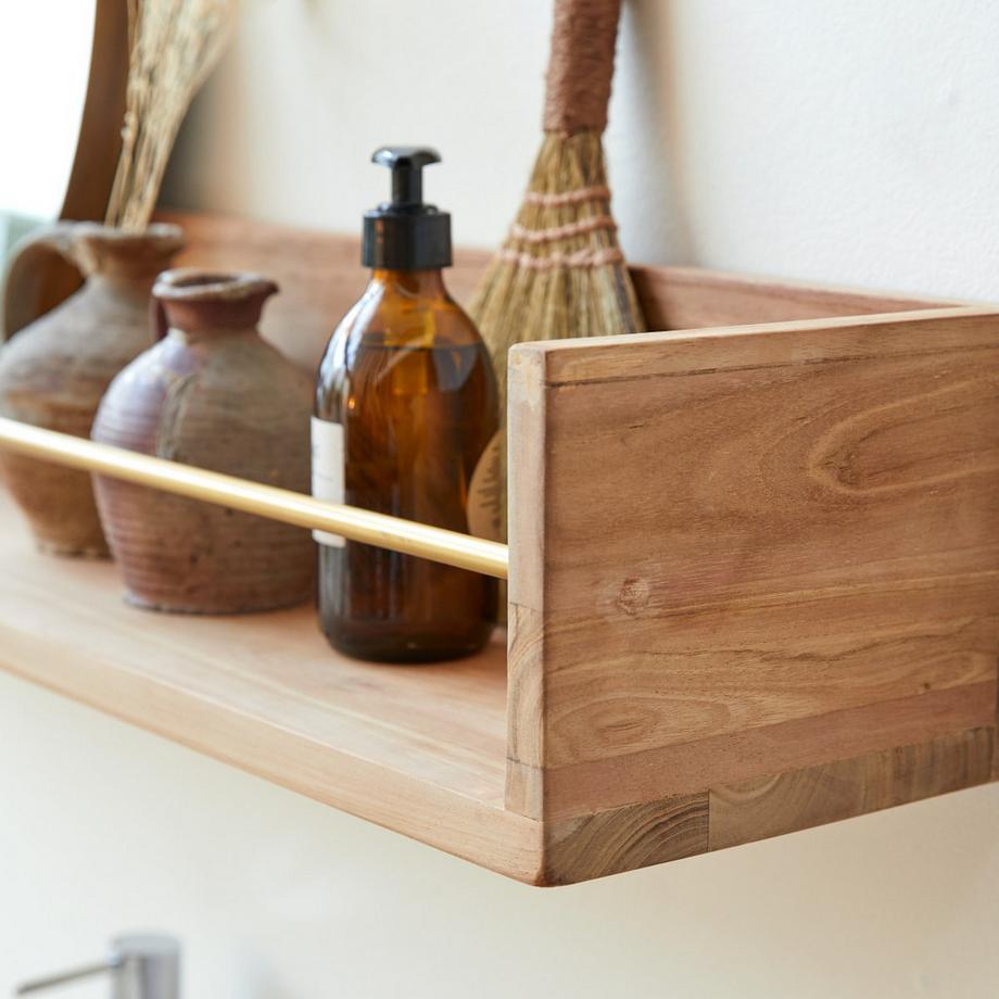 Tikamoon Wandregal für das Bad aus massivem Teakholz 100 cm Sasha  
