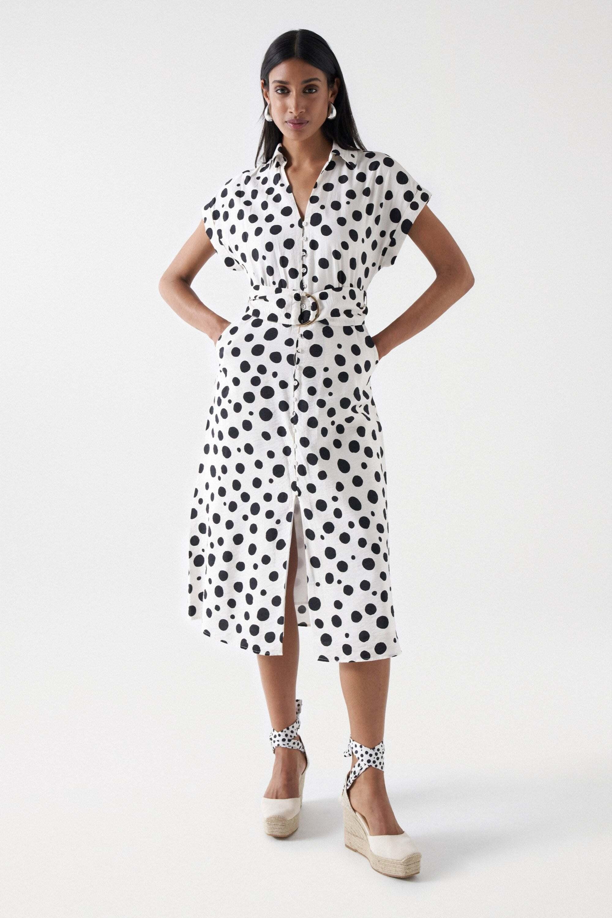 Salsa  Robe chemise Polka Dot Midi Dress 