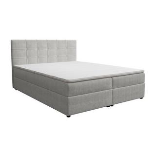 Ysmée Ensemble complet literie déco tête de lit capitonnée + sommiers coffre + matelas + surmatelas - 180 x 200 cm - Tissu - Gris clair - KIDA de YSMÉE  