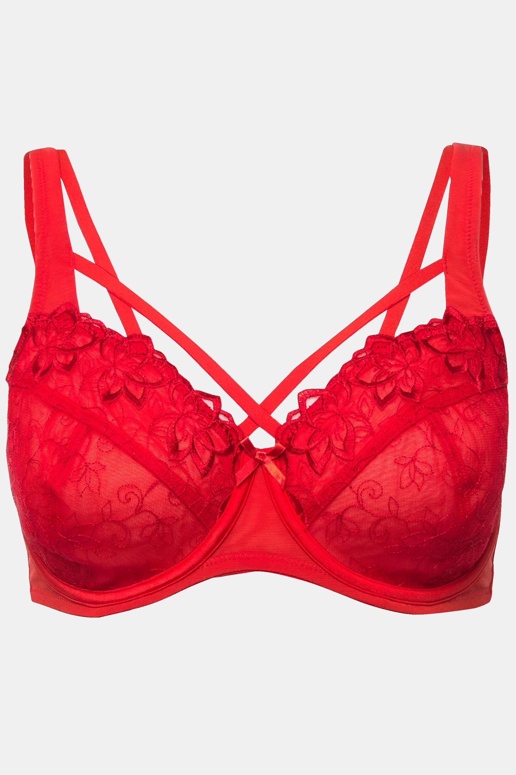 Ulla Popken  Reggiseno con ferretto, ricami e coppa C-F 