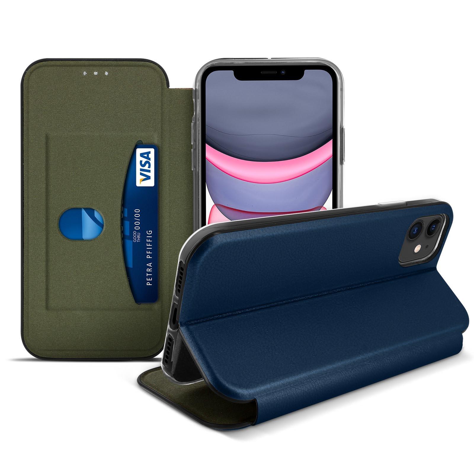 Avizar  Housse iPhone 11 Simili-Cuir Bleu 