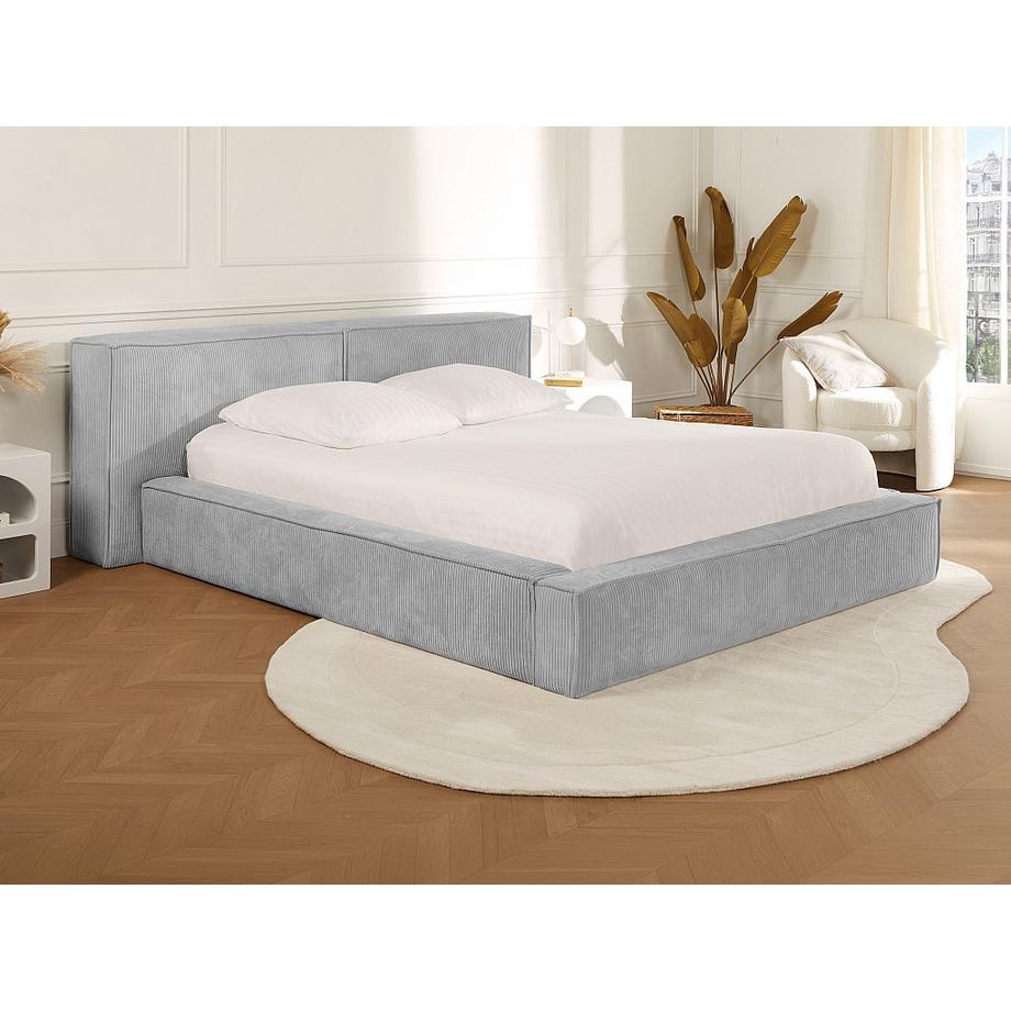PASCAL MORABITO Lit coffre 180 x 200 cm - Velours côtelé - Gris clair + Matelas - TIMANO de Pascal Morabito  