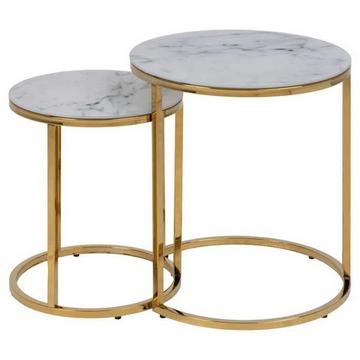 Table d'appoint Romandie verre marbré rond 45x50 (lot de 2)