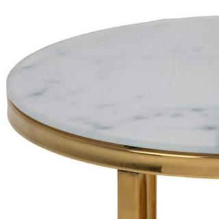 mutoni Table d'appoint Romandie verre marbré rond 45x50 (lot de 2)  