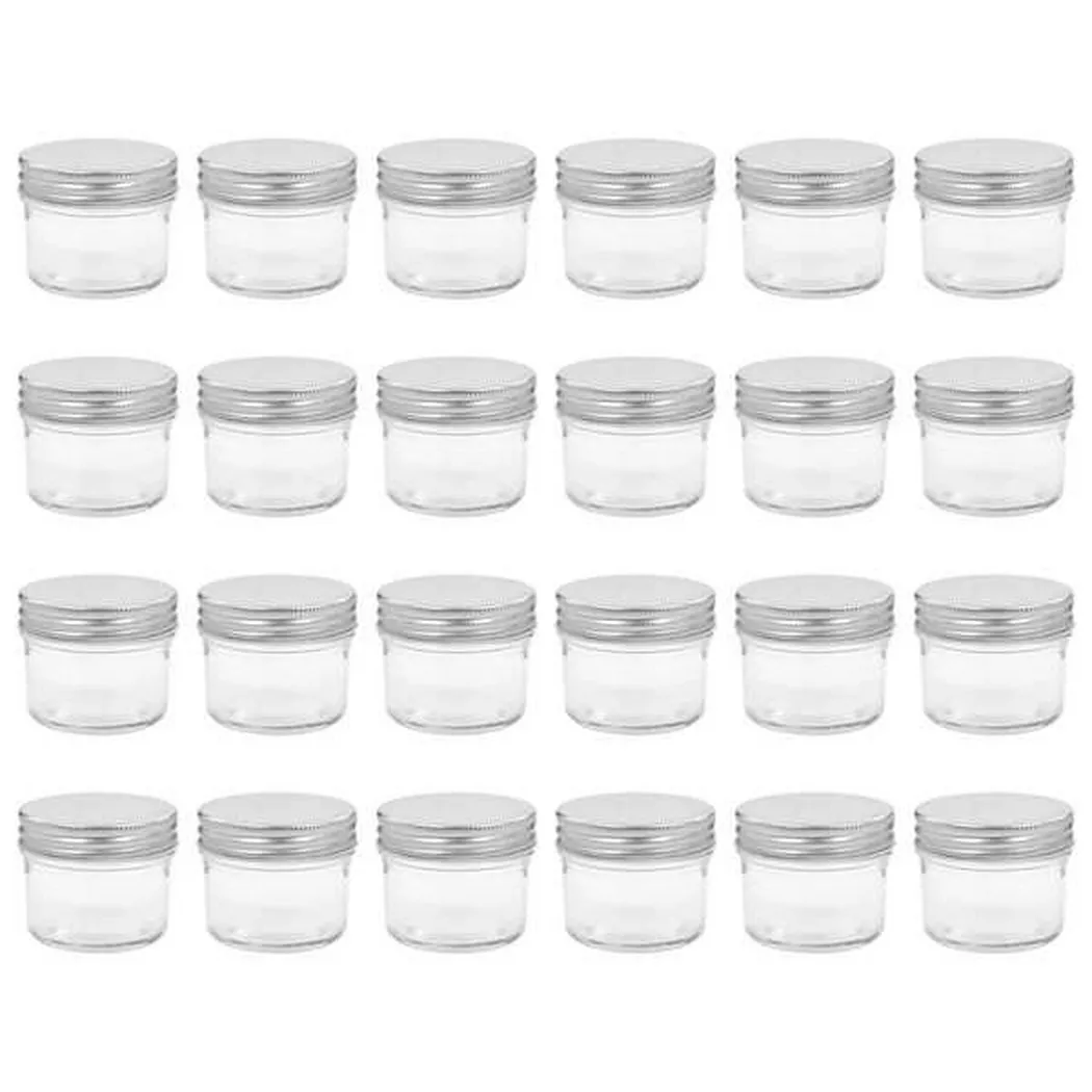VidaXL - 24 pcs pots à confiture couvercles  verre verre, 110 ml, Argent
