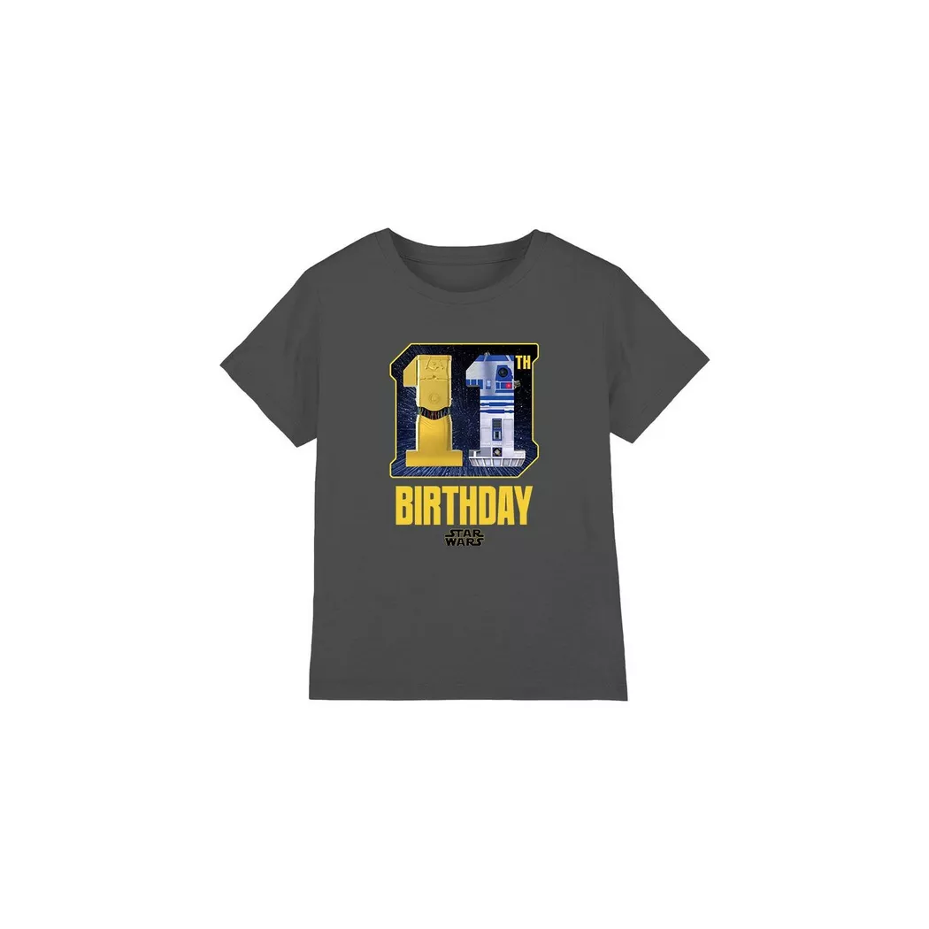 STAR WARS - Maglietta 11 ° Compleanno C3po R2d2 Spazio, Maglietta 11° Compleanno, 116, Charcoal Black
