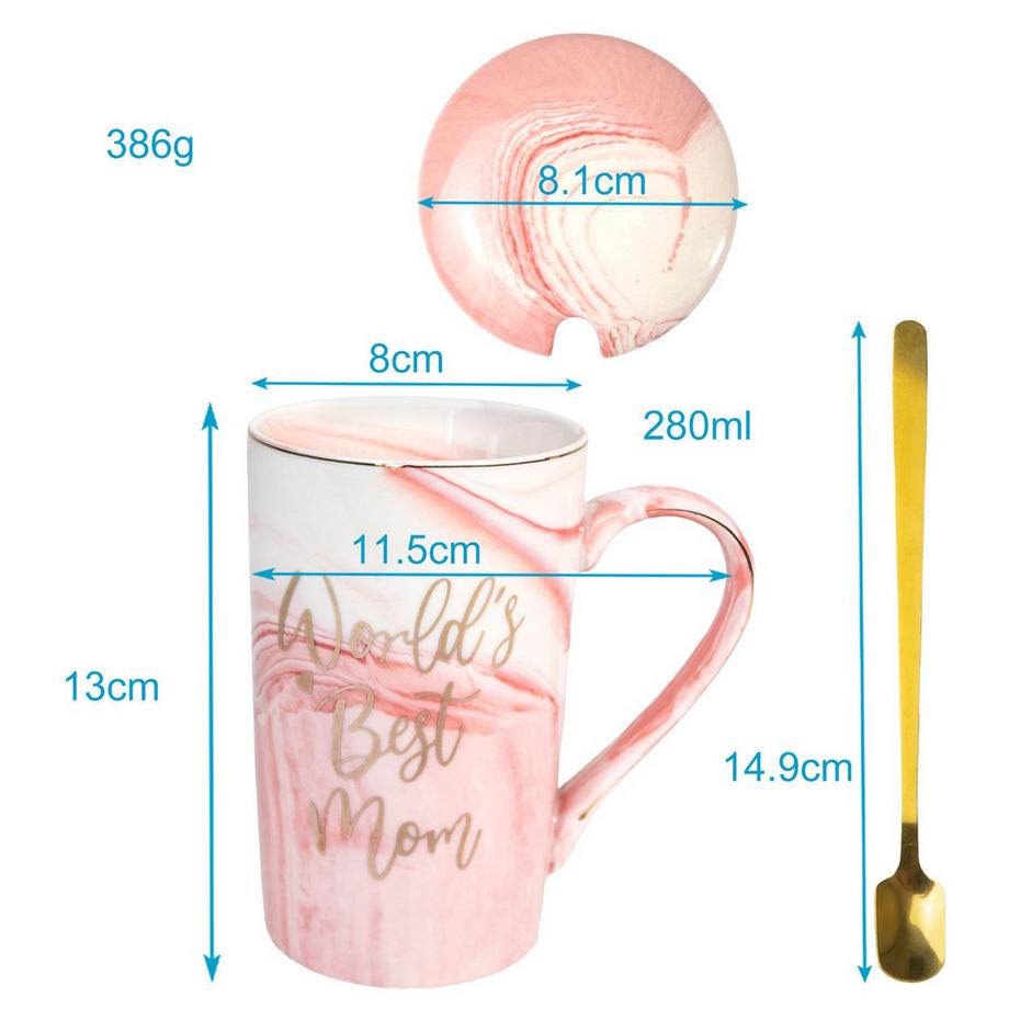 Intirilife Intrilife Tasse à café avec couvercle Cadeau pour la Fête des Mères - World's Best Mom  