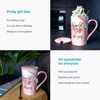 Intirilife Intrilife Tasse à café avec couvercle Cadeau pour la Fête des Mères - World's Best Mom  